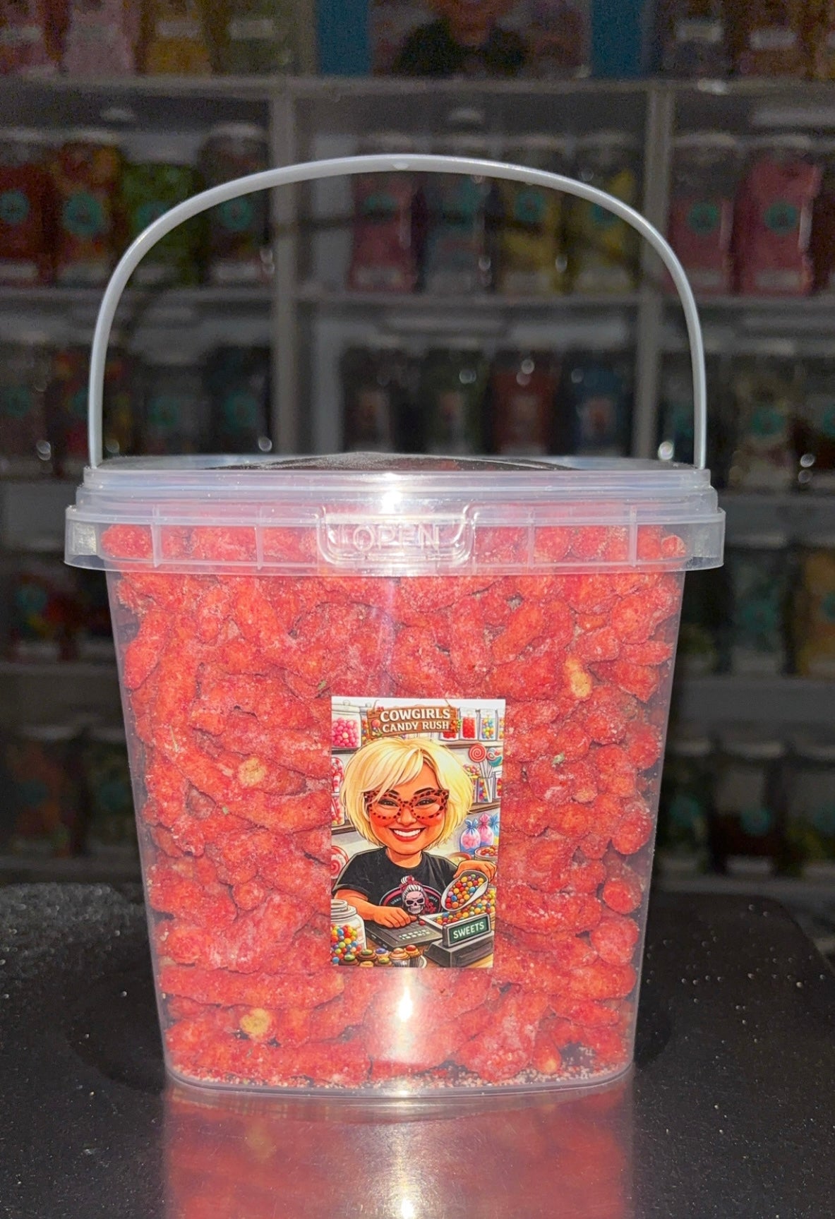 Cowgirls Candy Rush Coated Hot Cheetos Bucket