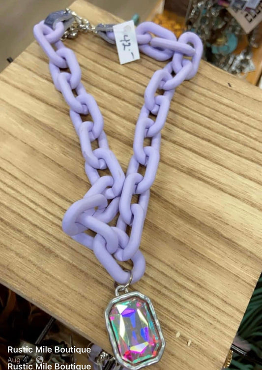 Sandra Ling Purple Bling Necklace