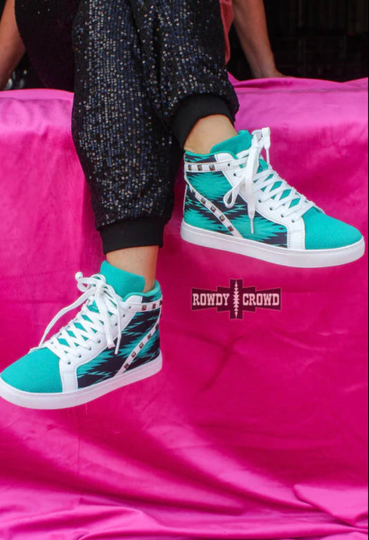 Turquoise Aztec High Top Shoes