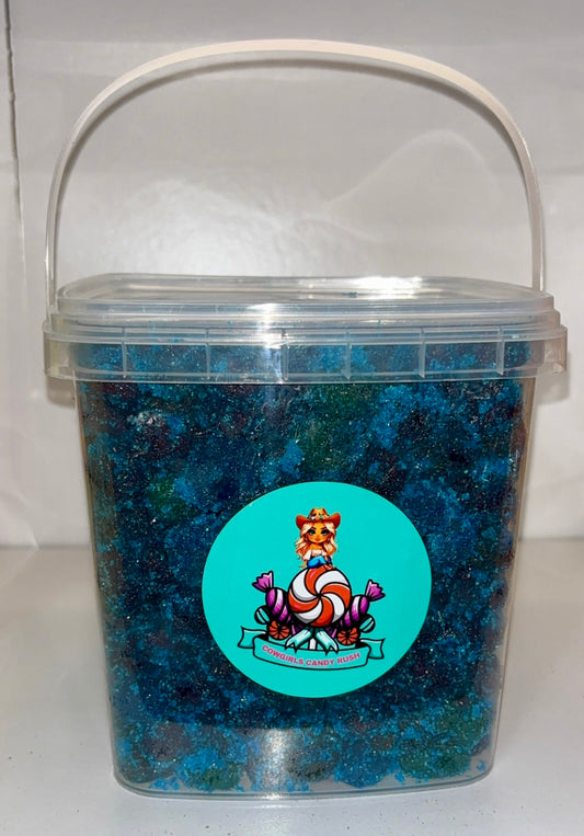 Extreme Sour & Sweet Blue Razz Gushies Bucket 4.5lbs.