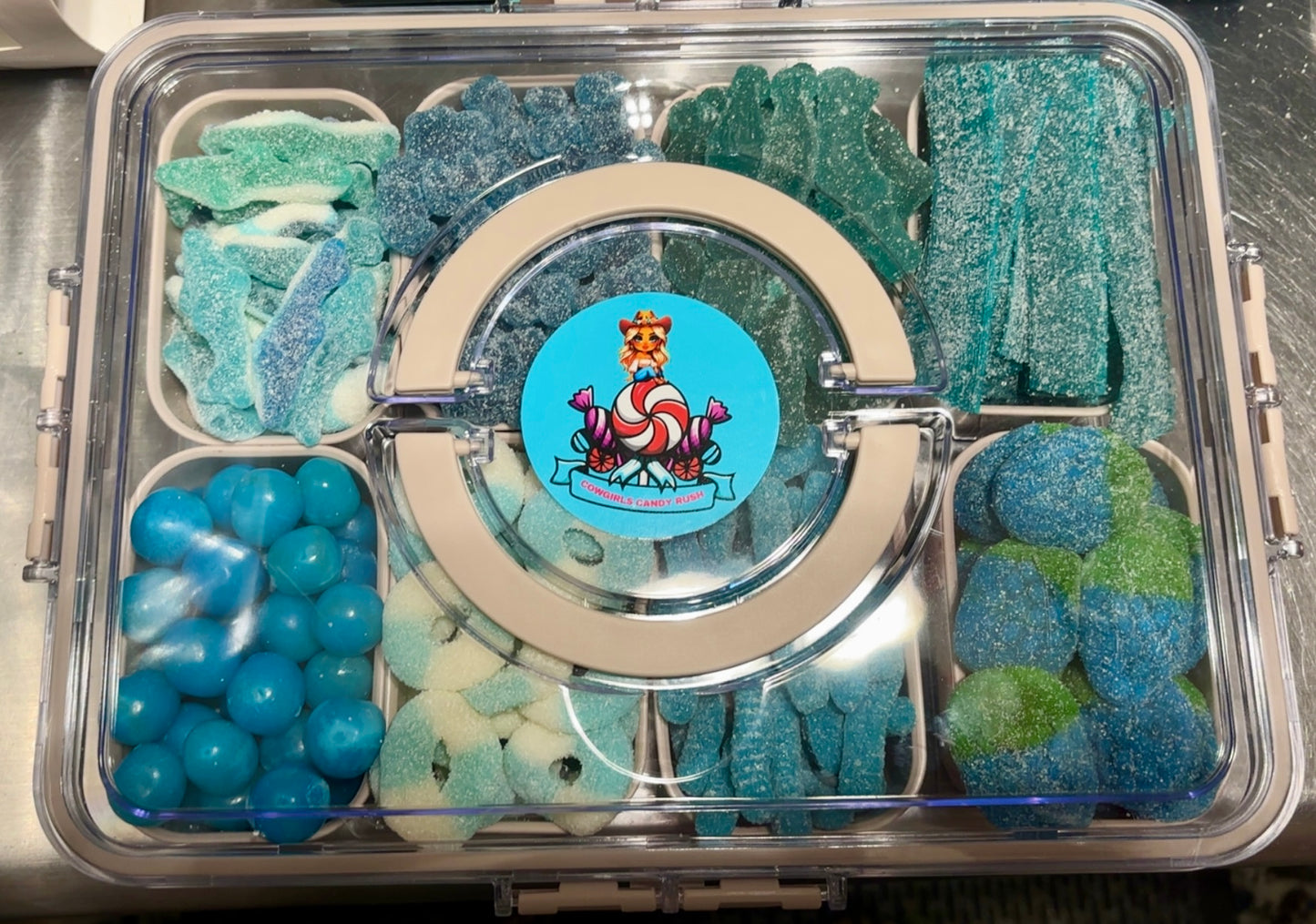 Cowgirls Candy Rush 5lb Sour Blue Razz Snack Tray (Non Customizeable)
